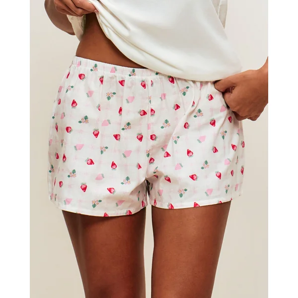 Short en coton à motifs fraises