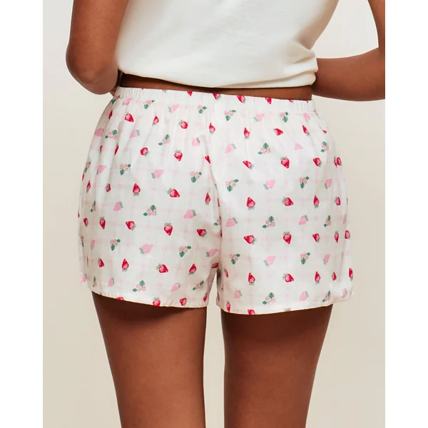 Short en coton à motifs fraises