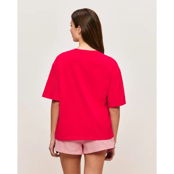 Short en coton à rayures avec broderie cœur