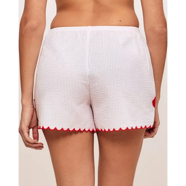 Short en coton à rayures motifs bouches