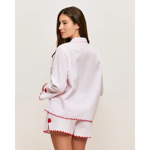 Short en coton à rayures motifs bouches