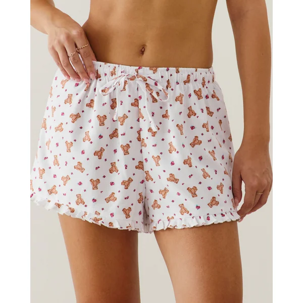 Short en flanelle à motifs oursons