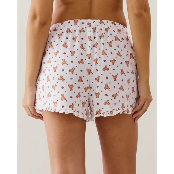 Short en flanelle à motifs oursons