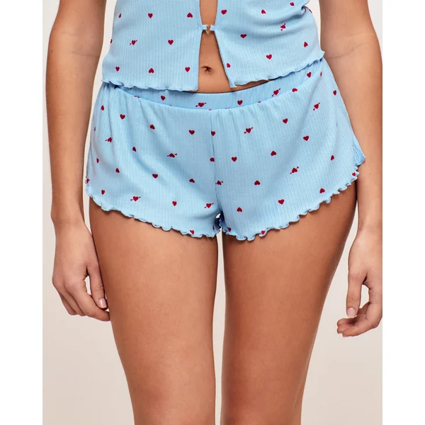 Short en jersey côtelé motifs cœurs