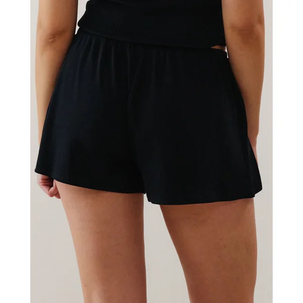 Short en jersey côtelé noir