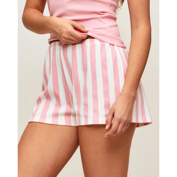 Short en jersey côtelé à rayures