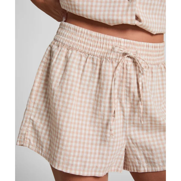 Short en lin à carreaux - Blanc