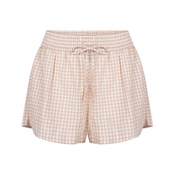 Short en lin à carreaux - Blanc