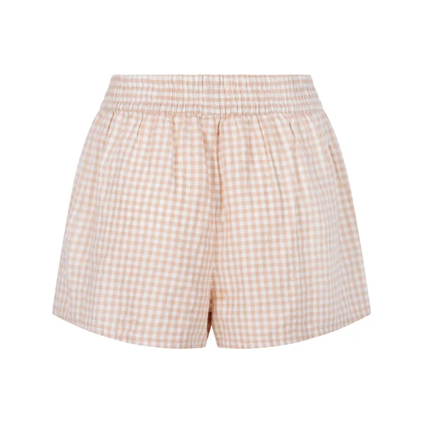 Short en lin à carreaux - Blanc