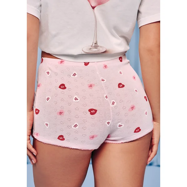 Short en pointelle motifs cœurs