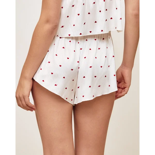 Short en satin motifs cœurs