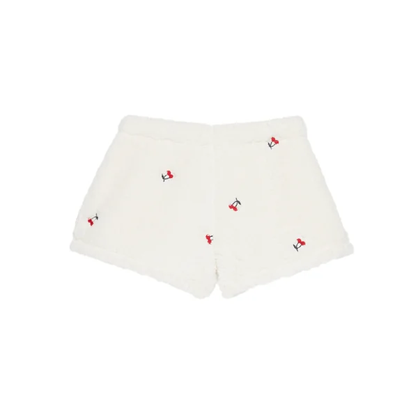 Short en sherpa broderies cerises