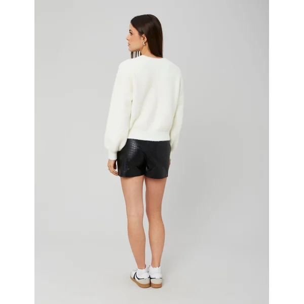 Short en tissu enduit Noir