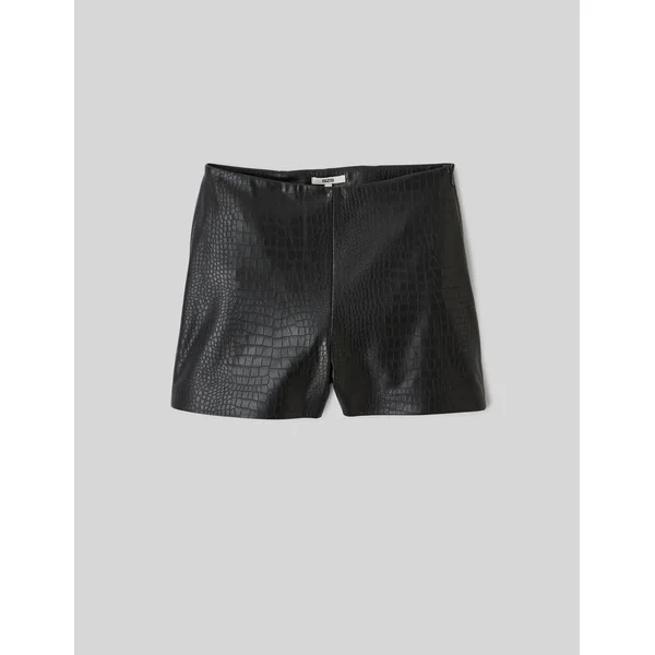 Short en tissu enduit Noir