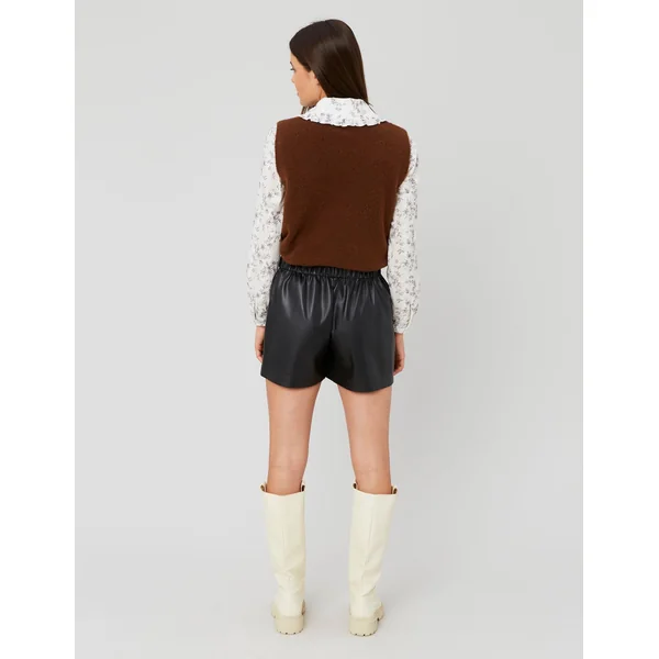 Short en tissu enduit Noir