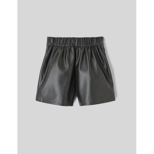 Short en tissu enduit Noir