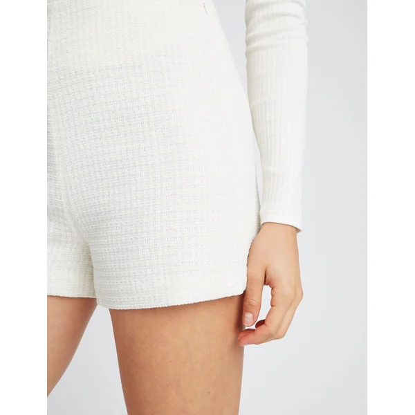 Short en tweed Blanc écru