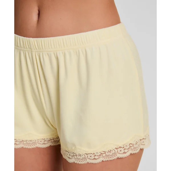 Short en velours à dentelle - Jaune