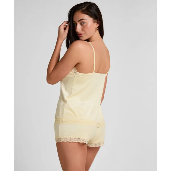 Short en velours à dentelle - Jaune