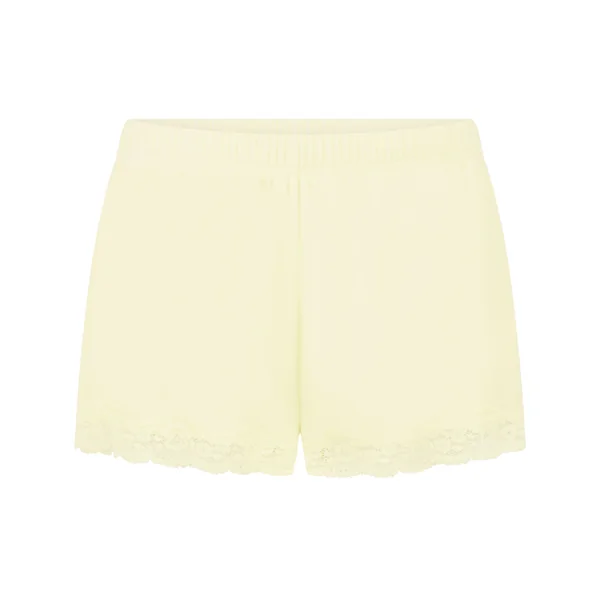 Short en velours à dentelle - Jaune