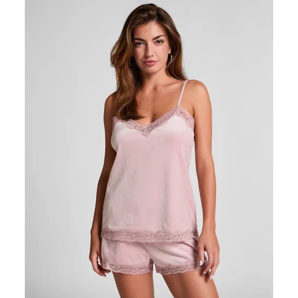 Short en velours à dentelle - Rose