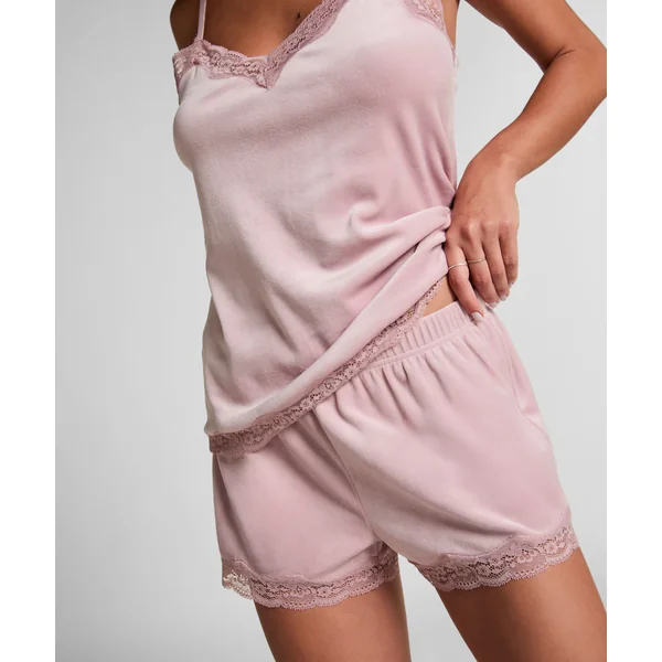 Short en velours à dentelle - Rose