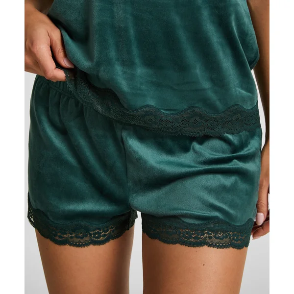 Short en velours à dentelle - Vert