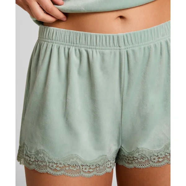 Short en velours à dentelle - Vert