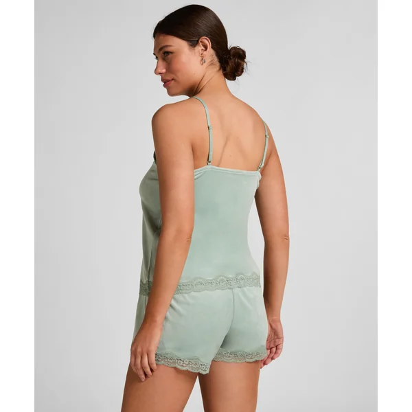 Short en velours à dentelle - Vert