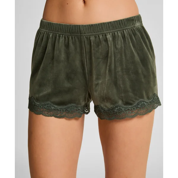 Short en velours à dentelle - Vert