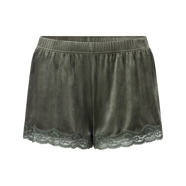 Short en velours à dentelle - Vert