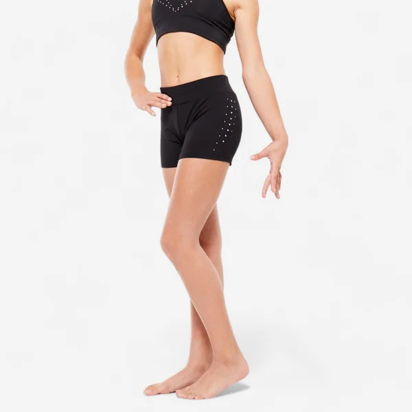 SHORT GYM FILLE NOIR - STRASS