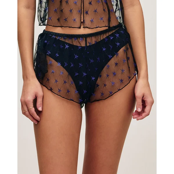 Short mesh avec broderies étoiles