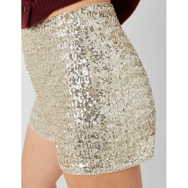 Short à sequins dorés Jaune foncé