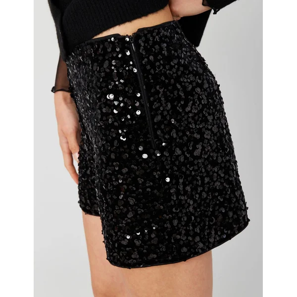 Short à sequins Noir