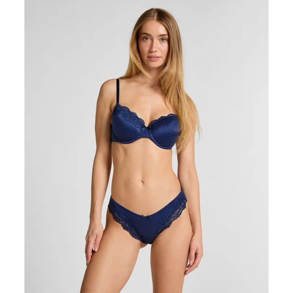 Slip brésilien Lace & Shine - Bleu