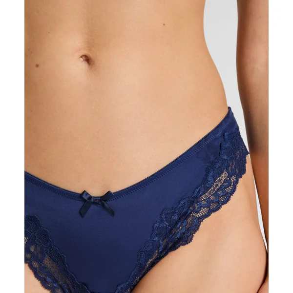 Slip brésilien Lace & Shine - Bleu