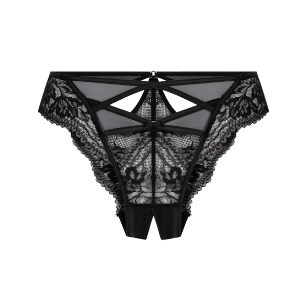 Slip brésilien ouvert à l'entrejambe Amel - Noir