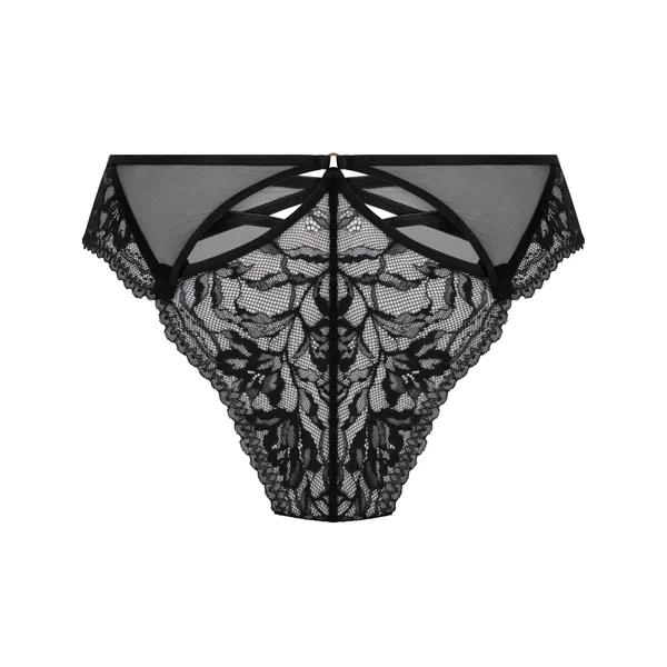 Slip brésilien ouvert à l'entrejambe Amel - Noir