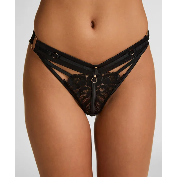 Slip brésilien ouvert à l'entrejambe Emmeline - Noir