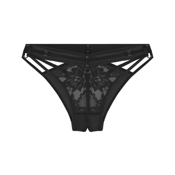 Slip brésilien ouvert à l'entrejambe Emmeline - Noir