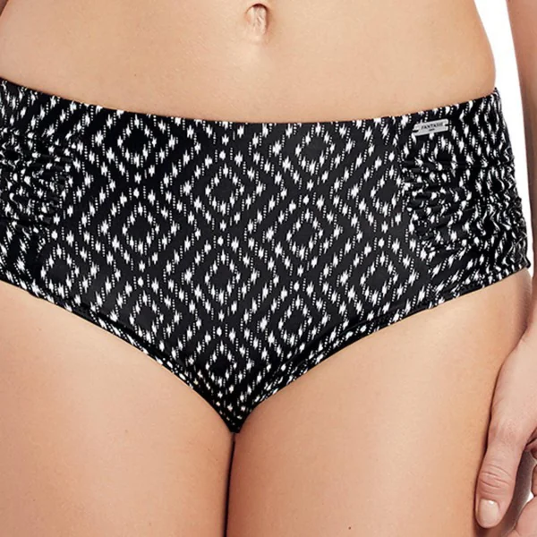 Slip de Bain taille haute côté plissés Imprimé - Noir Fantasie Bain