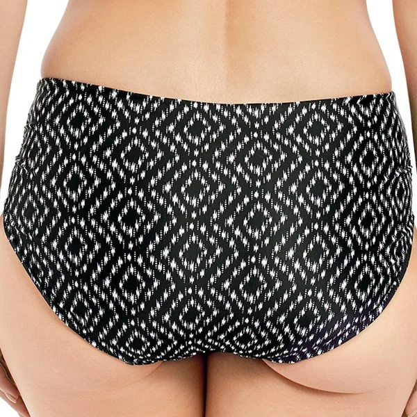 Slip de Bain taille haute côté plissés Imprimé - Noir Fantasie Bain