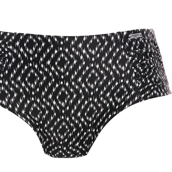 Slip de Bain taille haute côté plissés Imprimé - Noir Fantasie Bain