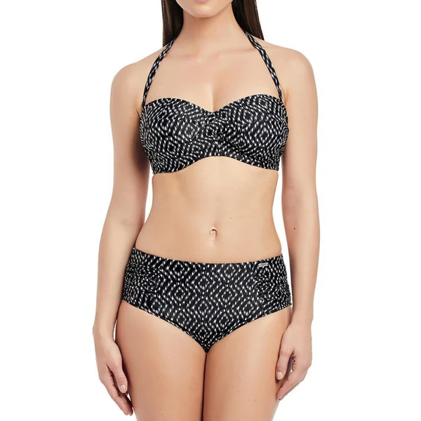 Slip de Bain taille haute côté plissés Imprimé - Noir Fantasie Bain