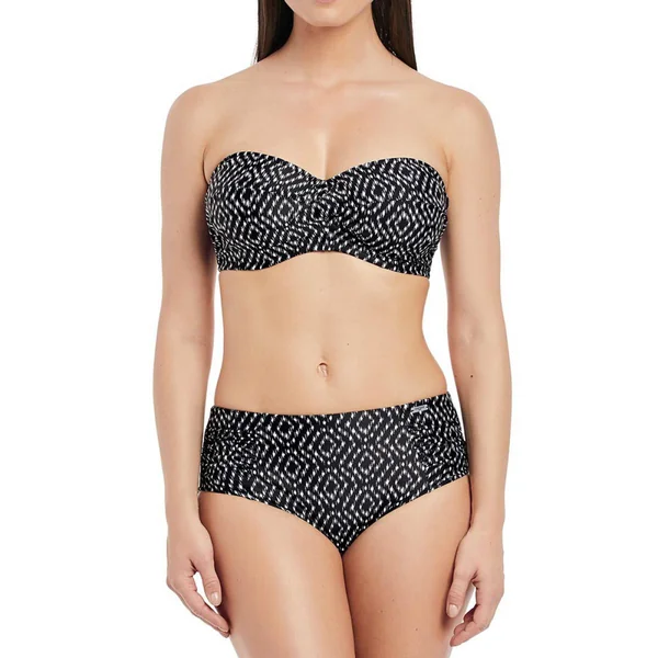 Slip de Bain taille haute côté plissés Imprimé - Noir Fantasie Bain
