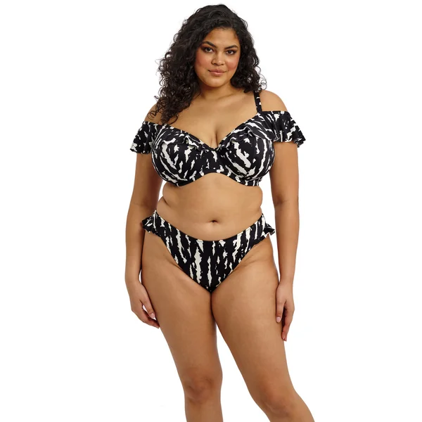 Slip de bikini taille haute - Noir et blanc Elomi Bain