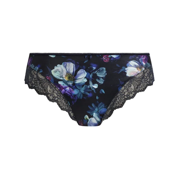 Slip noir à motifs fleuris Fantasie