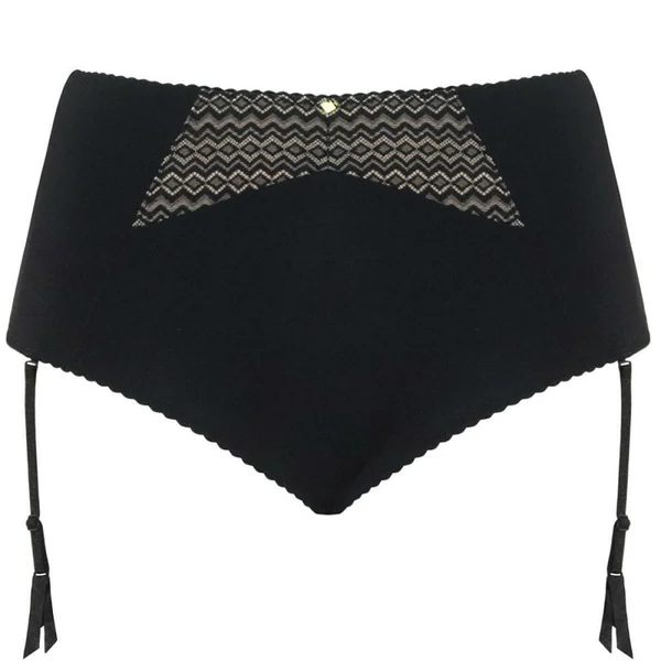 Slip taille haute avec porte jarretelles amovibles Curvy Kate DELUXE black amande noir Curvy Kate