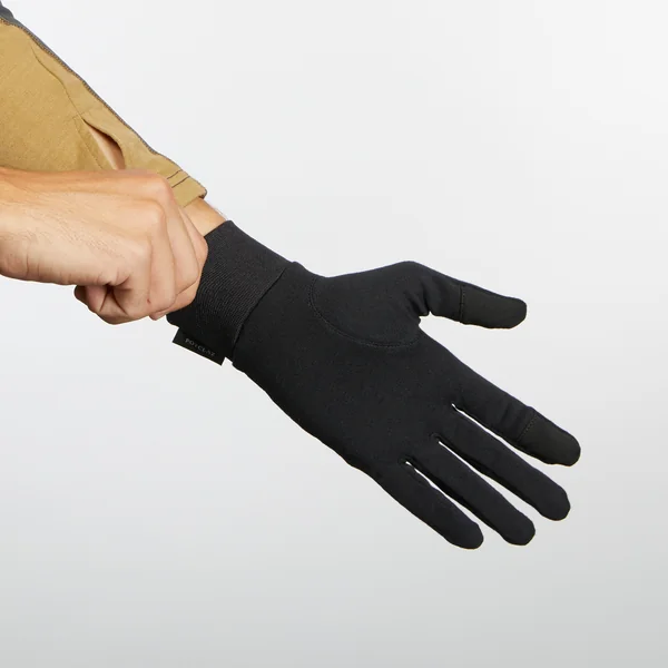 Sous-gants en soie de trekking adulte, MT500 noir